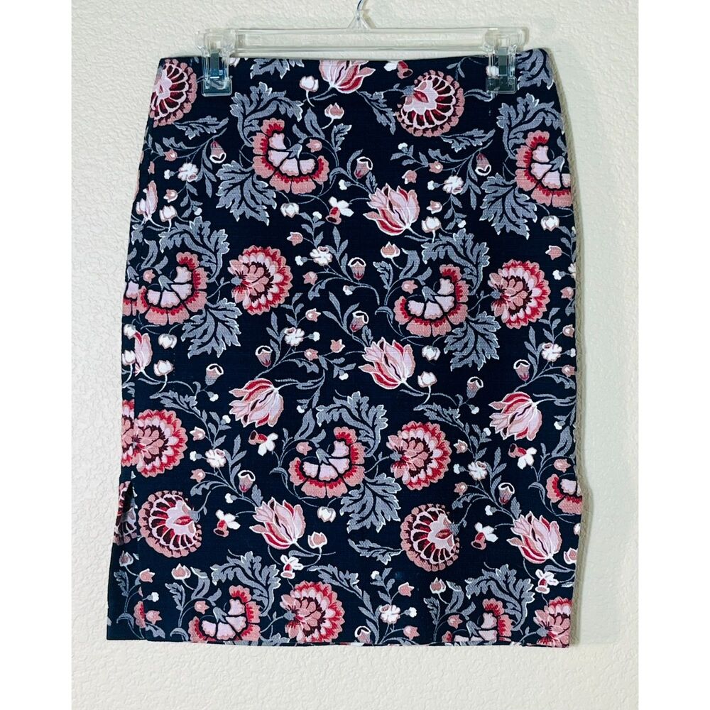Ann Taylor Loft Outlet Blue Floral Pencil Skirt 4 Cottagecore Boho Chic